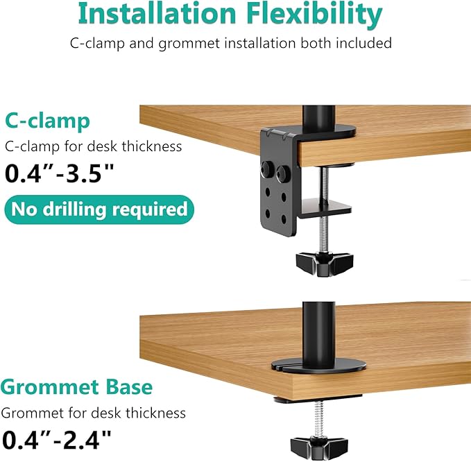 WALI Laptop Tray Desk Mount for 17inch Notebook, Fully Adjustable Laptop Arm up to 22lbs, Monitor Mount with Vented Cooling Platform Stand (M00LP), Black