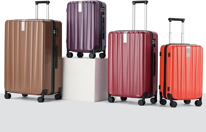 Hanke Luggage Sets 3 piece Carry On Luggage with Wheels PC Hard Shell Suitcases Lightweight Checked Tsa Luggage Extra Large Travel Suitcase Woman Men 20/24/29 Inch（Burgundy）