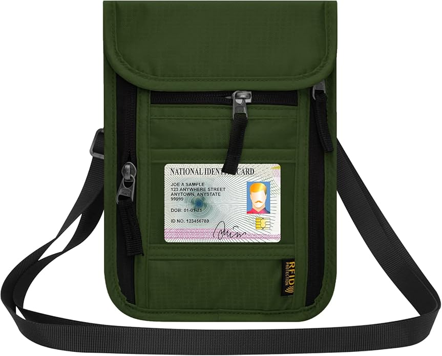 Neck Wallet for Travel,Passport Holder Neck Pouch for Men Women with Adjustable Neck Strap and RFID Blocking