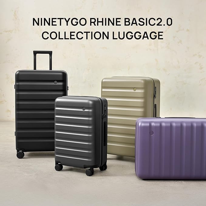 NINETYGO Carry On Luggage 22x14x9 Airline Approved, 20 Inch Luggage with Smooth Spinner Wheels, Lightweight, Hard Shell PC Suitcase Carry-On, Travel Luggage, TSA Approved (Purple, Rhine Basic2.0)