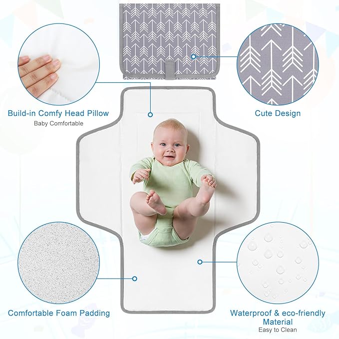 Accmor Portable Diaper Changing Pad, Waterproof Baby Changing Mat, Foldable Travel Diaper Changing Pads for Baby