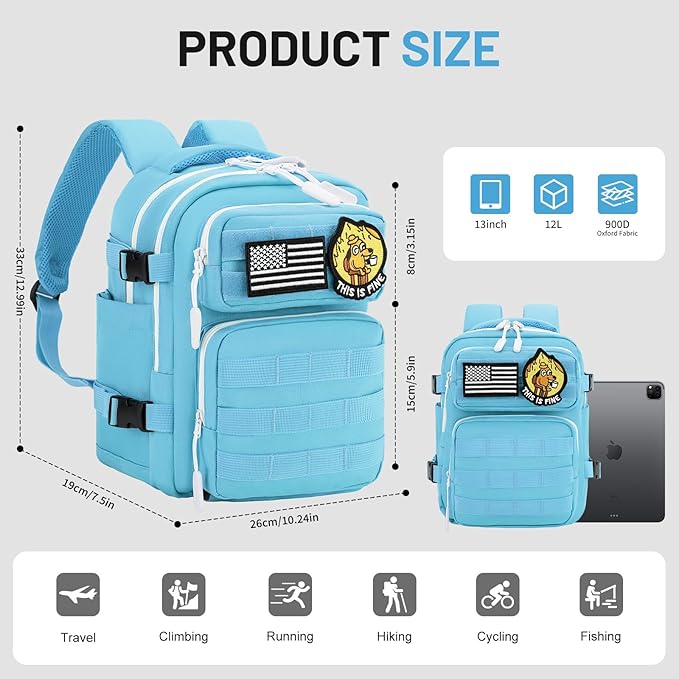 kcross 12L Mini Tactical Backpack for Men and Women, Tactical Backpack Small for Hiking, Small Tactical Bag