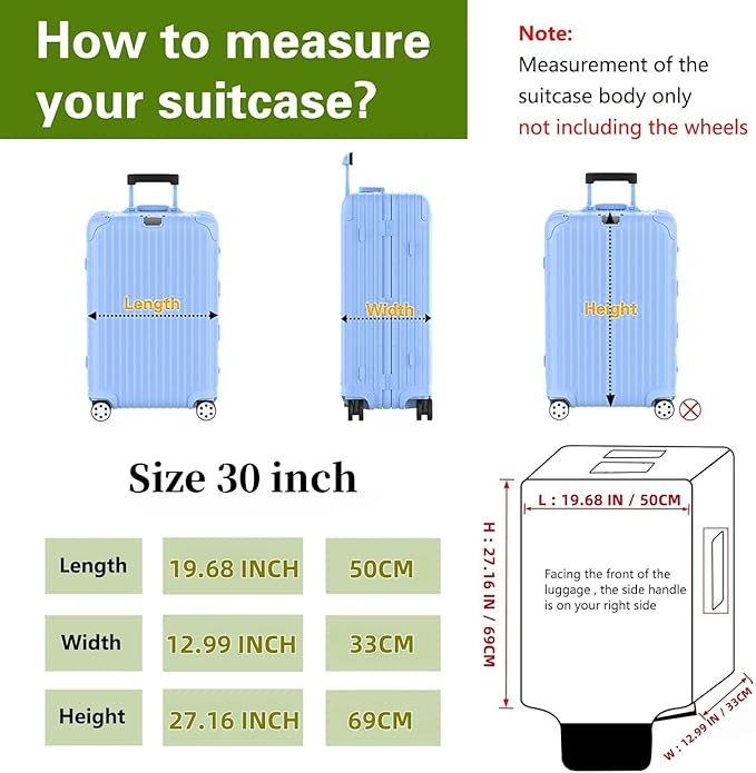 Suitcase Covers Clear Luggage Cover for 20"/24"/28"/30" Baggage Covers Waterproof Dustproof and Anti-scratch (30inch)