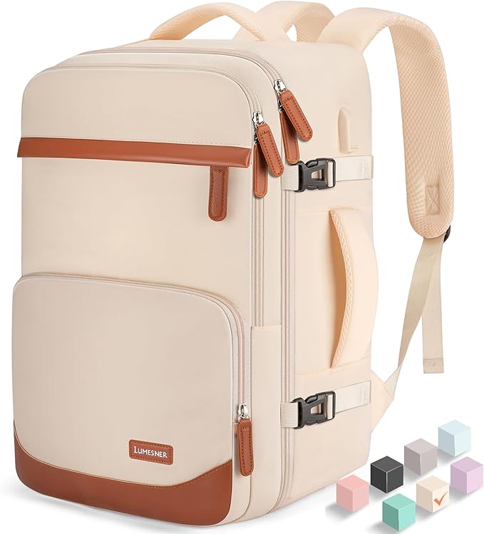 40L Travel Backpack with USB Charging Port, Water-Resistant Carry On Backpack for Men Women, Business Laptop Backpack for Trips & Commutes, Fits 15.6/17.3 Inch Laptop