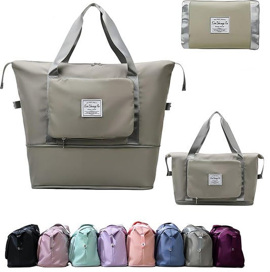 Large Capacity Foldable Travel Bag, Expandable lightweight Carry on Bag, Dry with Wet Separation Spor Duffel Bags