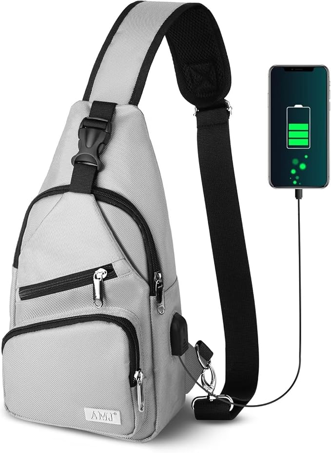 AMJ Crossbody Sling Bag Men Women, Casual Shoulder Backpack, Chest Daypack Satchel for Hiking Travel