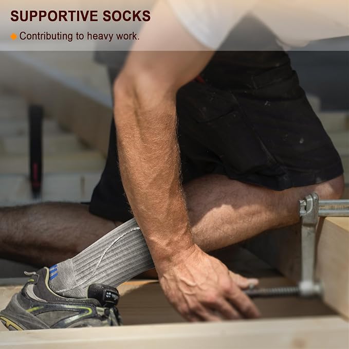 BULLIANT Compression Socks for Men 6Pairs, Athletic Crew Socks Cushioned For Men Sports Running-Arch Support