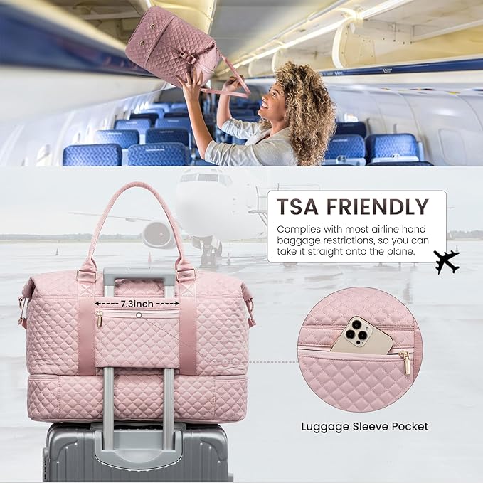 LOVEVOOK Travel Duffle Bag,Weekender Bags for Women with Shoe Compartment，Carry on Overnight Bag with Toiletry Bag,Gym Duffel Bag with Wet Pocket, Hospital Bags for Labor and Delivery