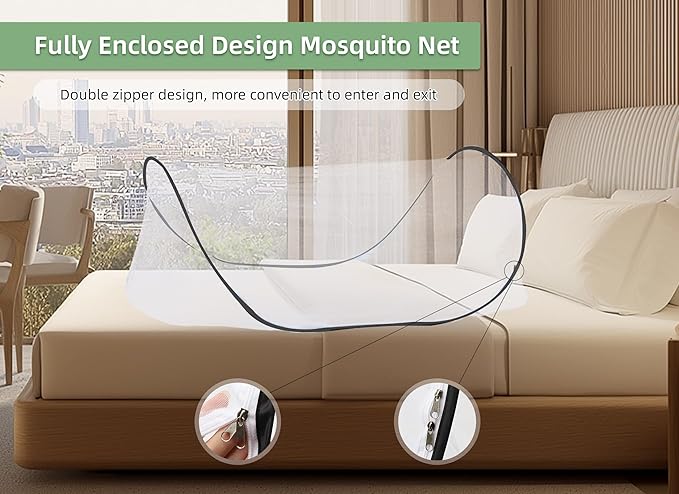 78 * 32 * 22 Inch Large Up Mosquito Tent, Portable Foldable Mosquito Net, Camping Mosquito Net with Net Bottom, for Bed Camping Travel Patio (Black)