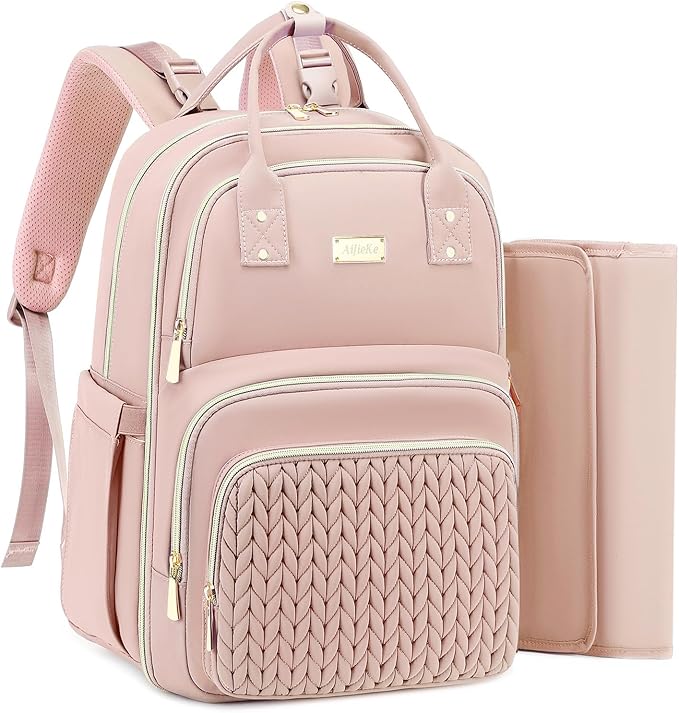 Diaper Bag Backpack - Large Multi functional, Boys, Girls & Baby Travel Essentials Tote with Changing Pad, Insulated Pockets, Stroller Straps, Waterproof - Baby Backpack for Mom & Maternity (Pink)