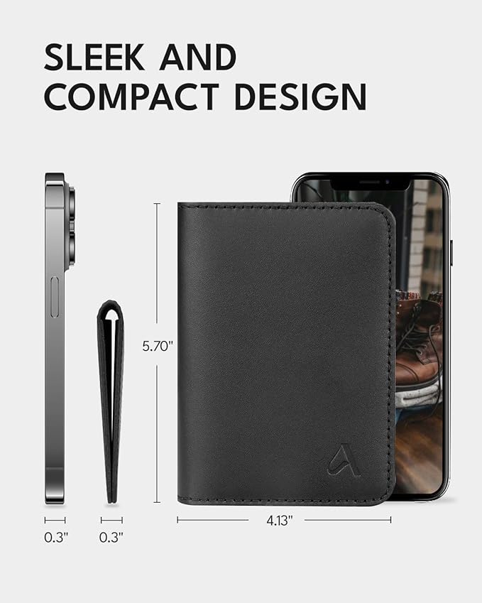 ALLIVE Passport Holder for Travel, Genuine Leather Passport Holder Women Men,Passport Cover Wallet,Travel Must Haves Airport Essentials Travel Gifts Black
