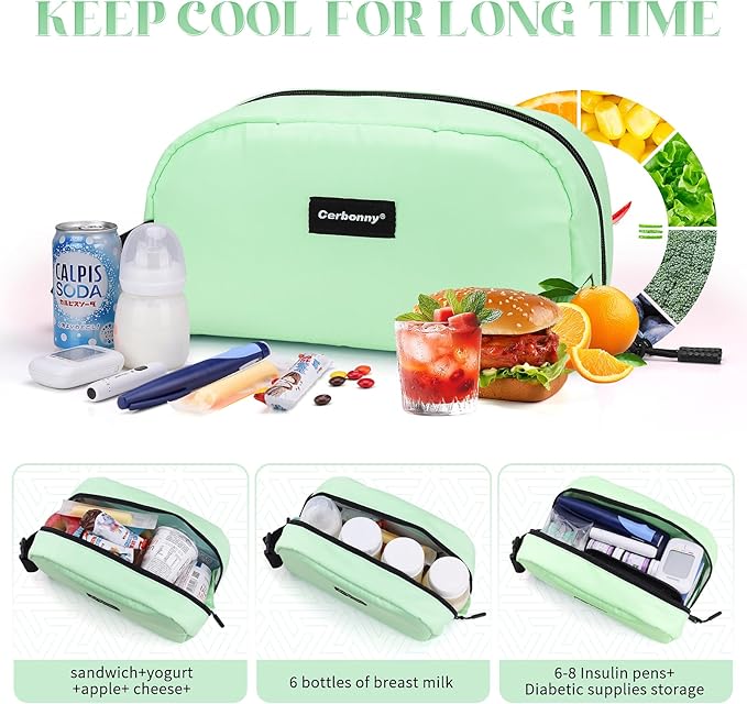 Small Cooler Bag Freezable Lunch Bag for Work School Travel,Leak-proof Small Lunch Bag,Small Insulated Bag For Kids/Adults,Freezer Lunch Bags,Freezable Snack Bag,Mini Lunch Bag 9.8x5.5x4 inches