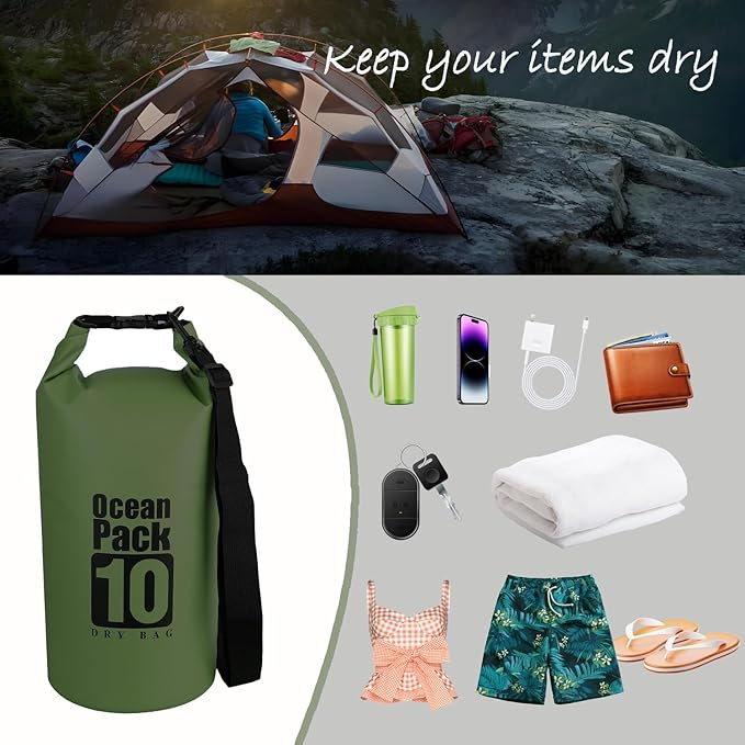 Dry Bag Waterproof Backpack 5L/10L/20L/30L Roll Top Waterproof Bag,Floating Dry bags for Kayaking,Swimming,Boating,Camping,Beach.