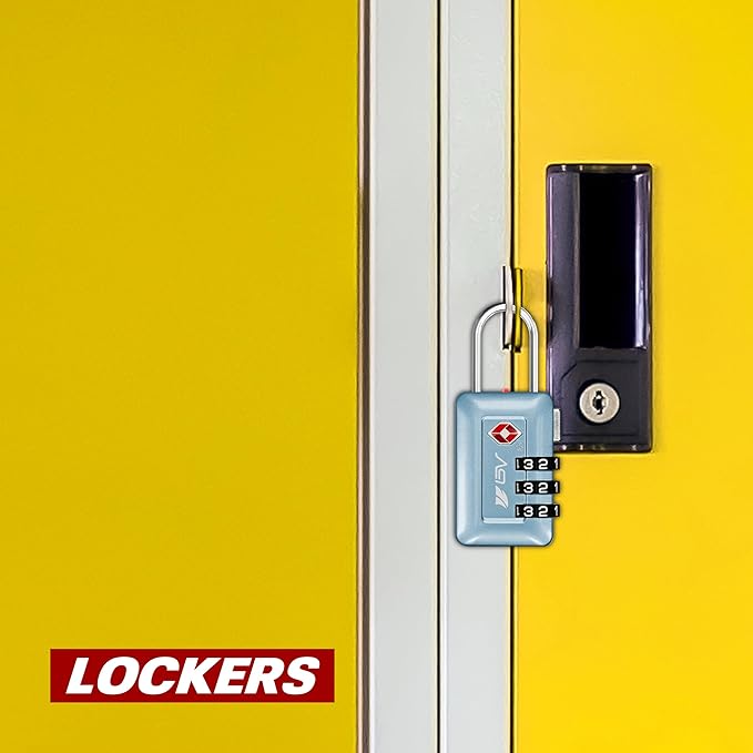 BV TSA Accepted Luggage Travel Lock, Set-Your-Own Combination Lock for School Gym Locker, Luggage Suitcase Baggage Locks, Filing Cabinets, Toolbox, Case (Arctic Blue, 2 Pack)