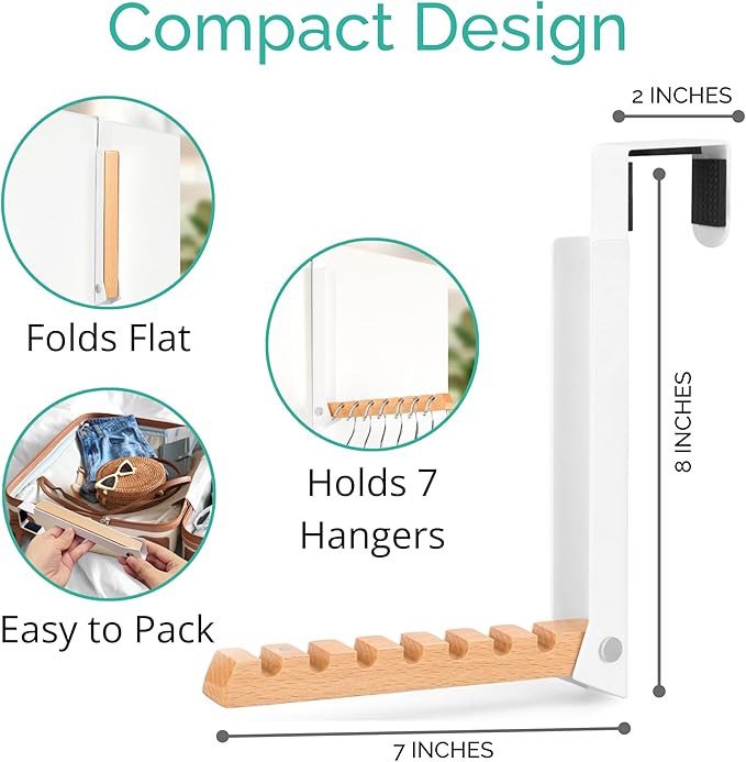 Over The Door Coat Rack - Portable Foldable Laundry Hanger Dryer Rack - Ideal for Travel and Laundry Needs - Convenient Over The Door Hanger for Clothes and Laundry - 1PCS (White)
