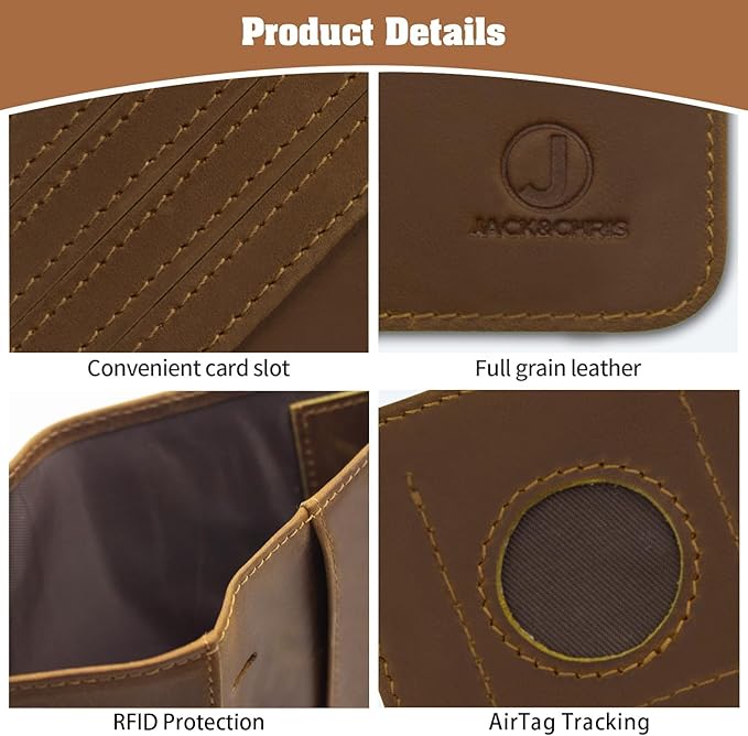 Jack&Chris Genuine Leather Handmade Passport Holder For Travel, RFID Blocking Passport Holder with Card Slots, Travel Essentials wallet with Pen Holder for Women and Men for Gifting, Brown
