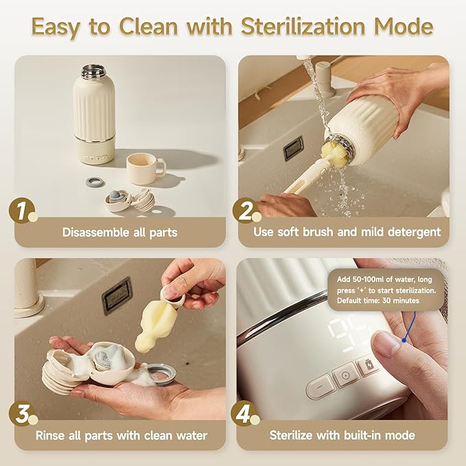 Snow Bear Portable Bottle Warmer for Travel, Fast Heating in 2.5 Mins for Breast Milk and Formula, 10200mAh Battery with LED Display, 17oz Large Capacity, Baby Bottle Warmer with Temperature Control