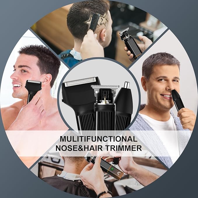 RESUXI Hair Clippers for Men T-Blade Trimmer Electric Shaver Razor Nose Hair Trimmer Set,Beard Grooming Kit 3 in 1 for Nose Ear Body Face Mustache,Father Gifts for Him