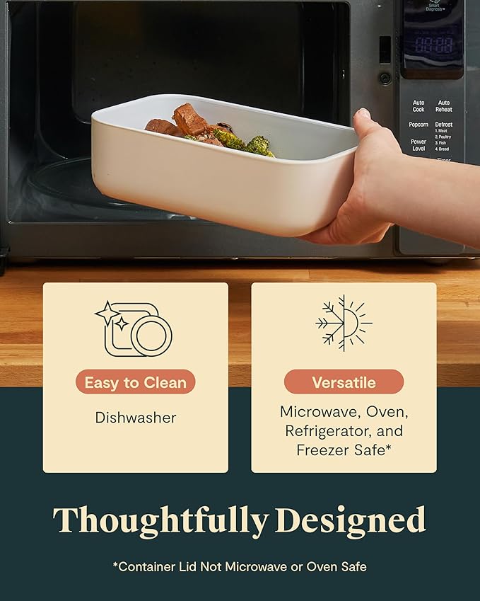 Caraway Glass Food Storage - 6.6 Cup Ceramic Coated Container - Non-Toxic, Non-Stick Lunch Box With Lids - Dishwasher, Oven, & Microwave Safe - Perracotta