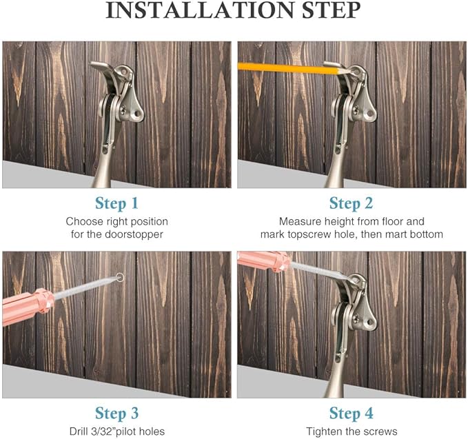 Door Stopper, One-Touch semi-Automatic Metal Door Stopper, with Non-Slip Rubber Tip for Wood, Concrete, Tiled, and Carpeted Floors (4inch x 2pack, Satin Nickel)