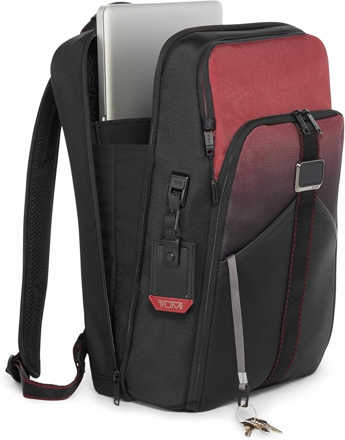 TUMI - Alpha Bravo Pro 17" Backpack - Expandable Travel and Commute Gaming and Tech Bag - Fits up to 17" Laptop - Red Ombre