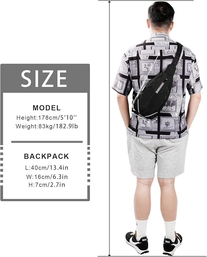 WATERFLY Small Crossbody Sling Backpack Anti Theft Backpack for Traveling Chest Shoulder Bag