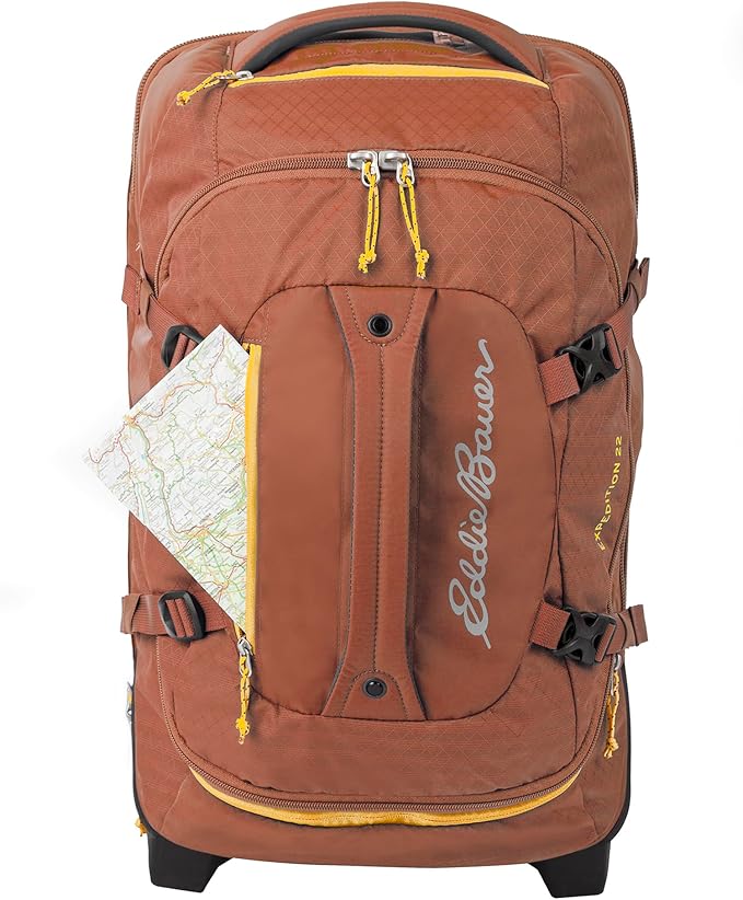 Eddie Bauer Expedition Rolling Duffel Bag with Wheels | Travel | Carry-On | Luggage | Rugged | Durable - Rust, 22"