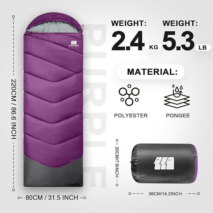 Sleeping Bags for Adults Cold Weather,Portable, Waterproof,Lightweight Sleeping Bag for Tall Girls Boys with Compression Sack for Warm Camping, Hiking, Outdoor & Indoor