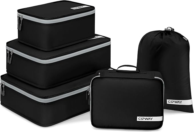 Cipway 5 Set Packing Cubes for Travel Suitcase Organizer for Accessories Luggage Carry On Suitcase Lightweight Black