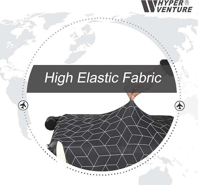 HYPER VENTURE Washable Luggage Cover - Fashion Suitcase Protector Fits 31-32 Inch Luggage (Black Maze, XL)