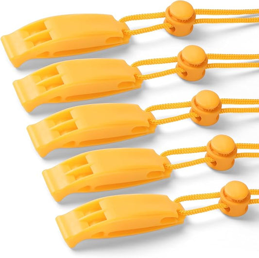 2-Pack Whistle Emergency Safety with Lanyards - High Decibel Survival Whistle for Life Jackets, Boating, Kayaking, Hiking, Hunting & Rescue