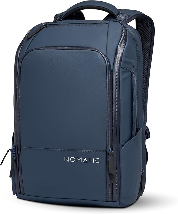 NOMATIC Travel Pack - 20L Water Resistant Laptop Bag - TSA-Ready Expandable Navy Backpack