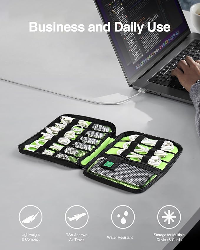 Luxtude Travel Cable Organizer Bag, Flat Cord Organizer Bag, Portable Electronics Case, Travel Essentials for Wire/Cord Storage/Charger Case/Cable Storage/Tech Accessories Pouch/Tech Gifts