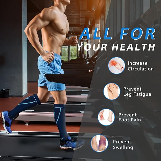 Compression Socks for Women Men Circulation Knee High 8 Pairs for Nurses, Running, Travel, Athletic