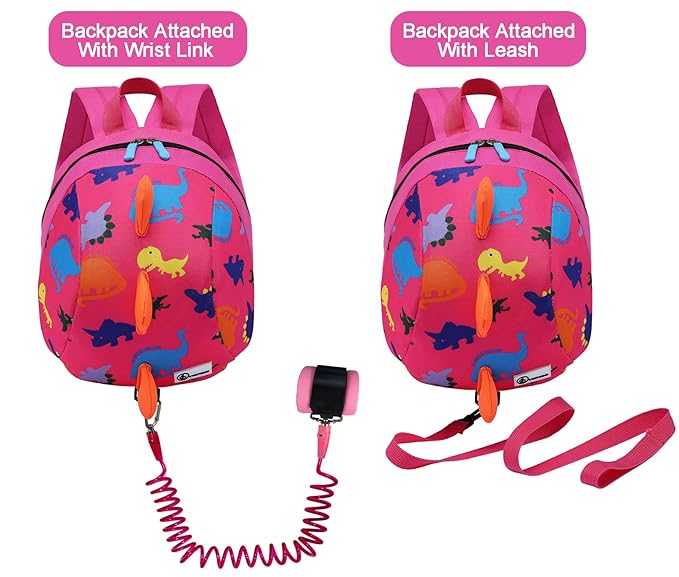 DB Toddler Mini Dinosaur Backpack with Child Leash, Anti Lost Wrist Link for Kids, Safety Harness Back Pack for Baby Boy Girl