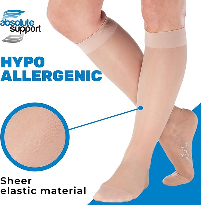(3 Pairs - Closed Toe) Made in USA - Sheer Compression Stockings for Women 15-20mmHg - Womens Compression Socks for Circulation during Travel, Airplane, Sport, Athletic - Natural, X-Large - A101NA4-3