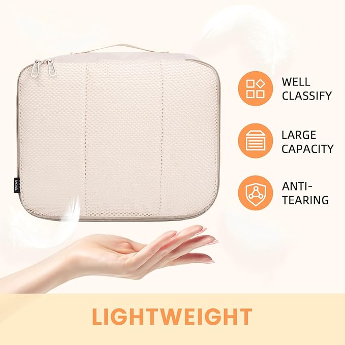 BAGAIL 6 Set Packing Cubes Luggage Packing Organizers for Travel Accessories-Beige
