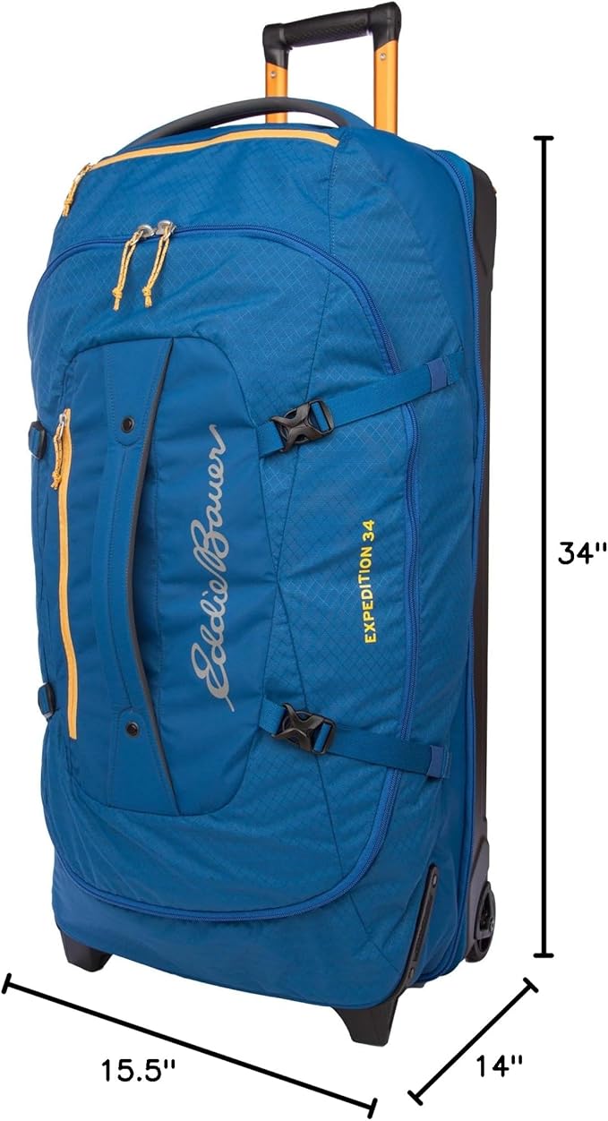 Eddie Bauer Expedition 34 Duffel 2.0 - Lightweight Travel Luggage Made From Rugged Polycarbonate and Nylon, True Blue