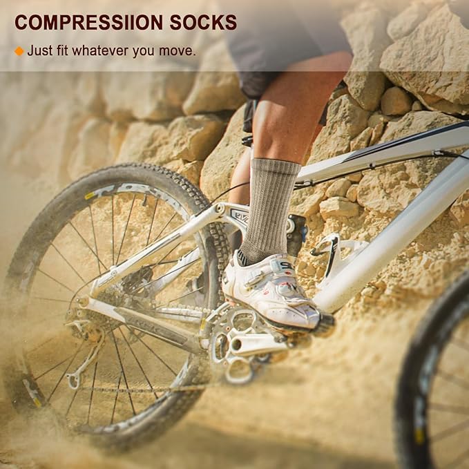 BULLIANT Compression Socks for Men 6Pairs, Athletic Crew Socks Cushioned For Men Sports Running-Arch Support