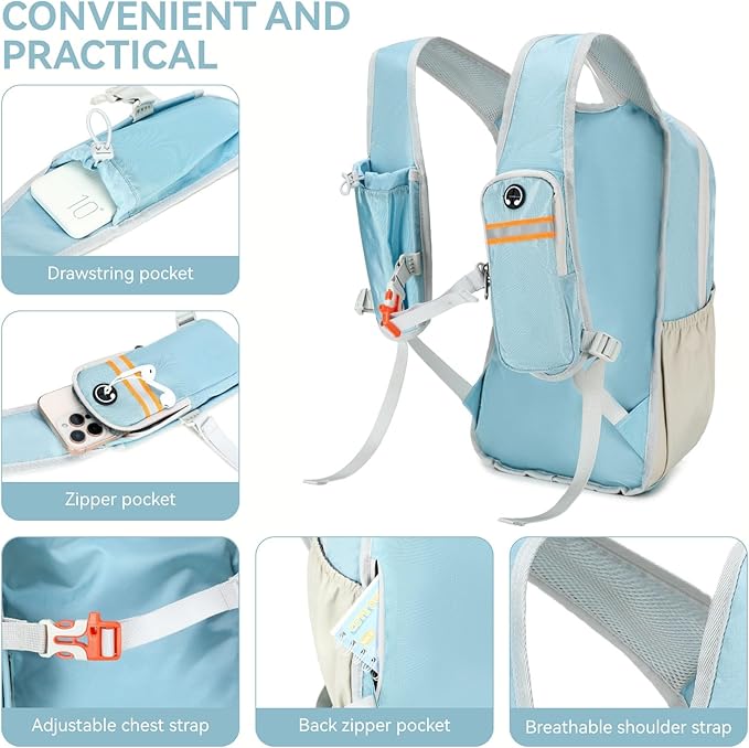 15L Small Hiking Backpack for Women Men Lightweight Packable Backpack Foldable Casual Daypack for Camping Travel Outdoor, Blue