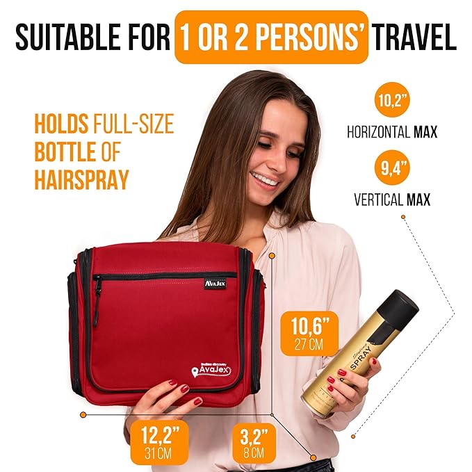 Travel Toiletry Bag for Men and Women - Large Hanging Toiletry Organizer - Waterproof Hygiene Bag with Metal XXL Swivel Hook, with Sturdy Zippers and 19 Compartments for Toiletries, Makeup, Cosmetics