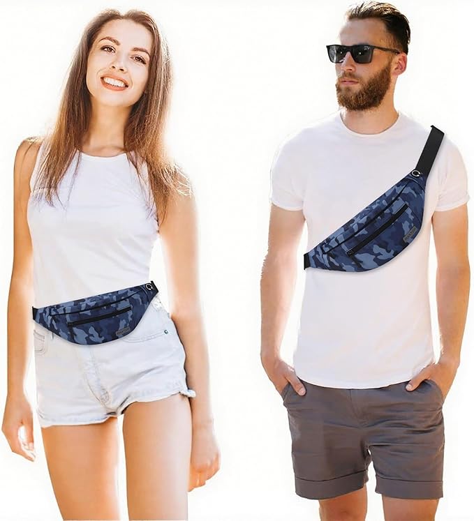 MAXTOP Large Crossbody Fanny Pack with 4-Zipper Pockets,Gifts for Enjoy Sports Festival Workout Traveling Running Casual Hands-Free Wallets Waist Pack Phone Bag Carrying All Phones