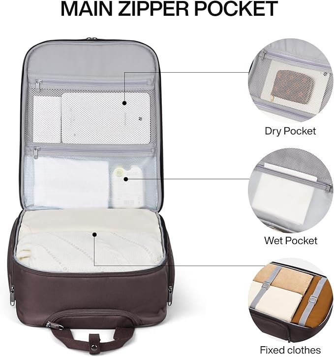 Hanke Softside Underseat Carry On Luggage with Wheels,Travel Luggage Rolling Bag Small Suitcase，Coffee, Underseater 16-Inch