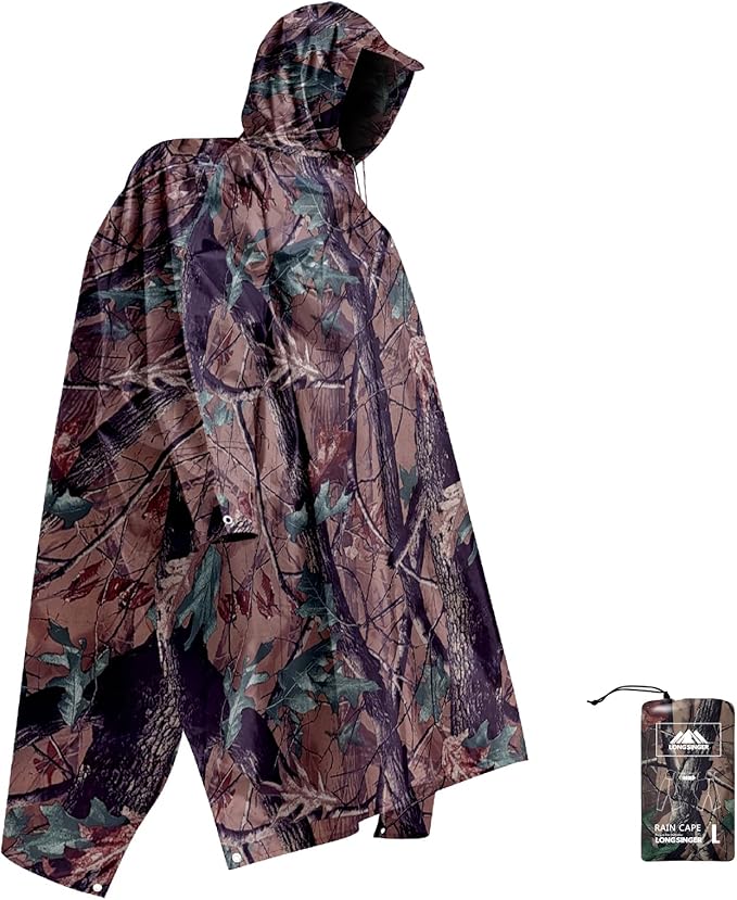longsinger Hooded Rain Poncho for Adult with Pocket Waterproof Lightweight Unisex Raincoat for Hiking Camping Emergency