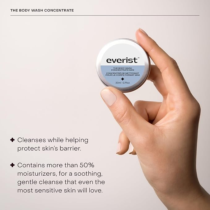Everist The Shower Essentials Travel Kit, Hydrating for All Hair and Skin Types, Smoothing & Softening, Plant-based, Color-safe, Dye-free, 0.7 fl oz Each, Tins