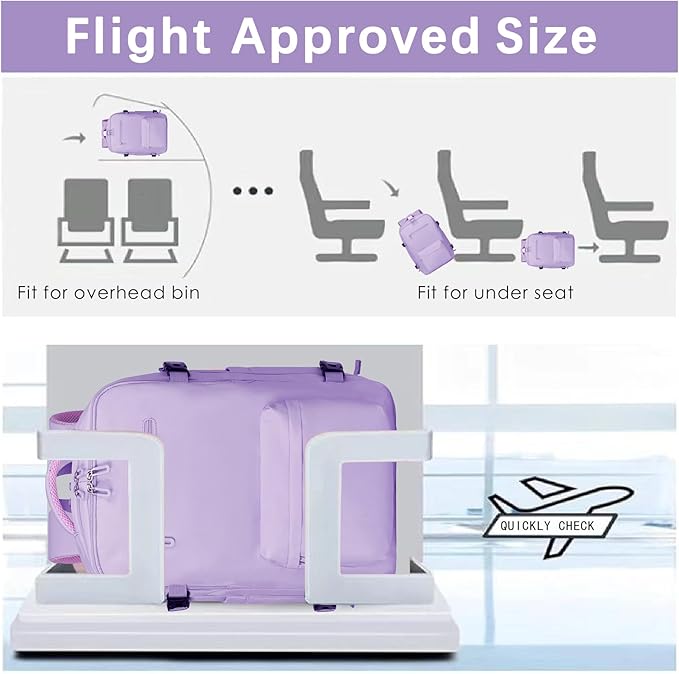 SHRRADOO Travel Laptops Backpack for Women Men, Casual Work Bag 17inch High School College Backpack Airline Approved Backpack for Hiking Business (Light Purple)