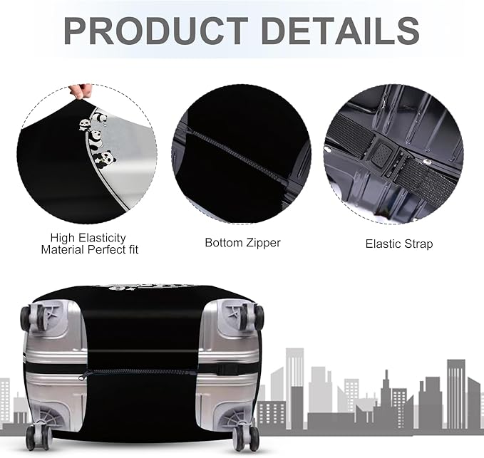 ANNA QUEEN Panda Family Luggage Cover, Cute Panda Design Suitcase Protector, Stretchable Washable Travel Sleeve for 20-22 Inch Luggage