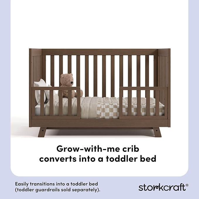 Storkcraft Beckett Grow-with-Me Convertible Crib (Hazelnut) – GREENGUARD Gold Certified, Converts to Toddler Bed & Daybed, Fits Standard Crib Mattress, Easy-to-Assemble