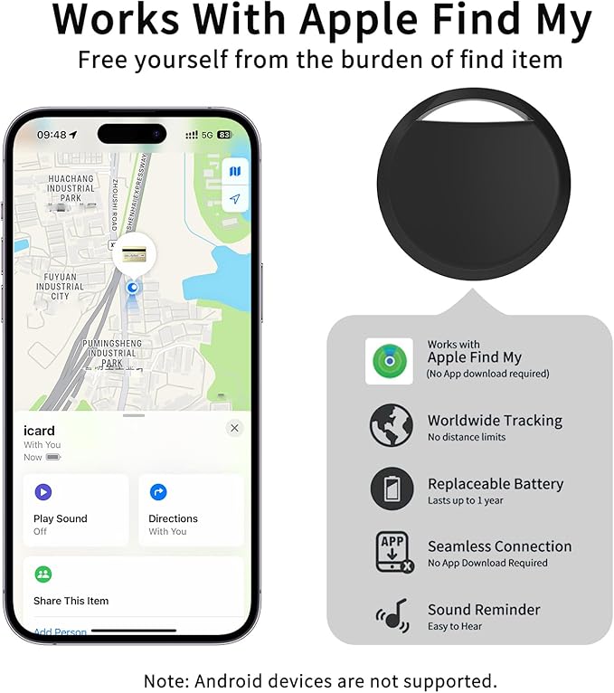 Air Tracker Tags 4 Pack Smart Tag Bluetooth Trackers Work with Apple Find My (iOS Only), Lightweight Tag Prevent Loss of Luggage Wallets Keys Bags,Replaceable Battery,IP67 Waterproof