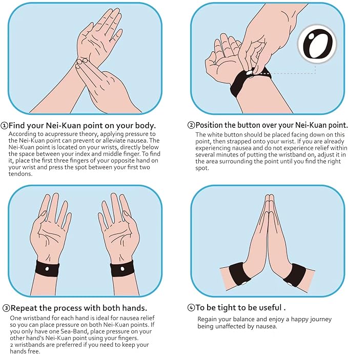 Motion Sickness Bands/Acupressure Nausea Wristband for Nausea,Sea Sickness Wristbands for Natural Relief of Morning Sickness,Dizziness, Motion Sickness(Car, Sea, Flying Travel Sickness)